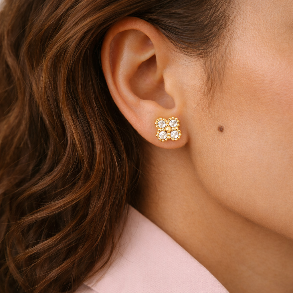Alina | Boucles d’oreilles trèfles en acier inoxydable