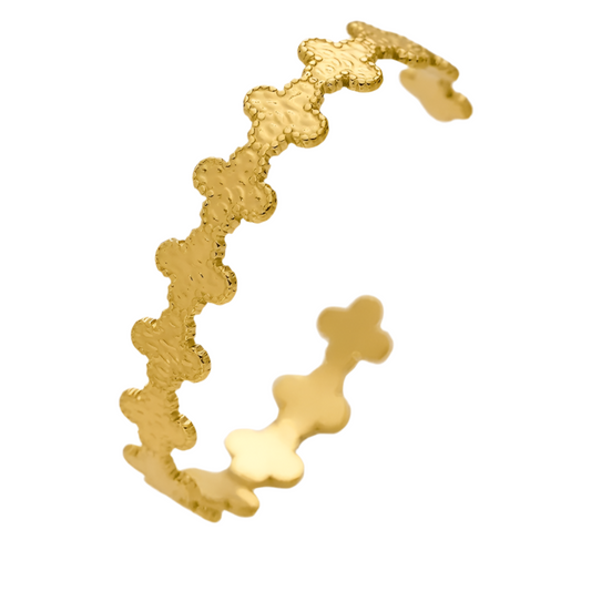 Bracelet jonc trèfle en acier inoxydable