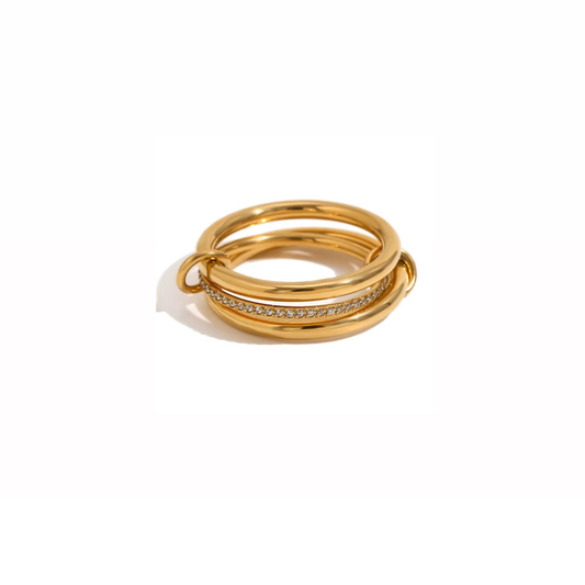 Bague triple acier inoxydable tendance