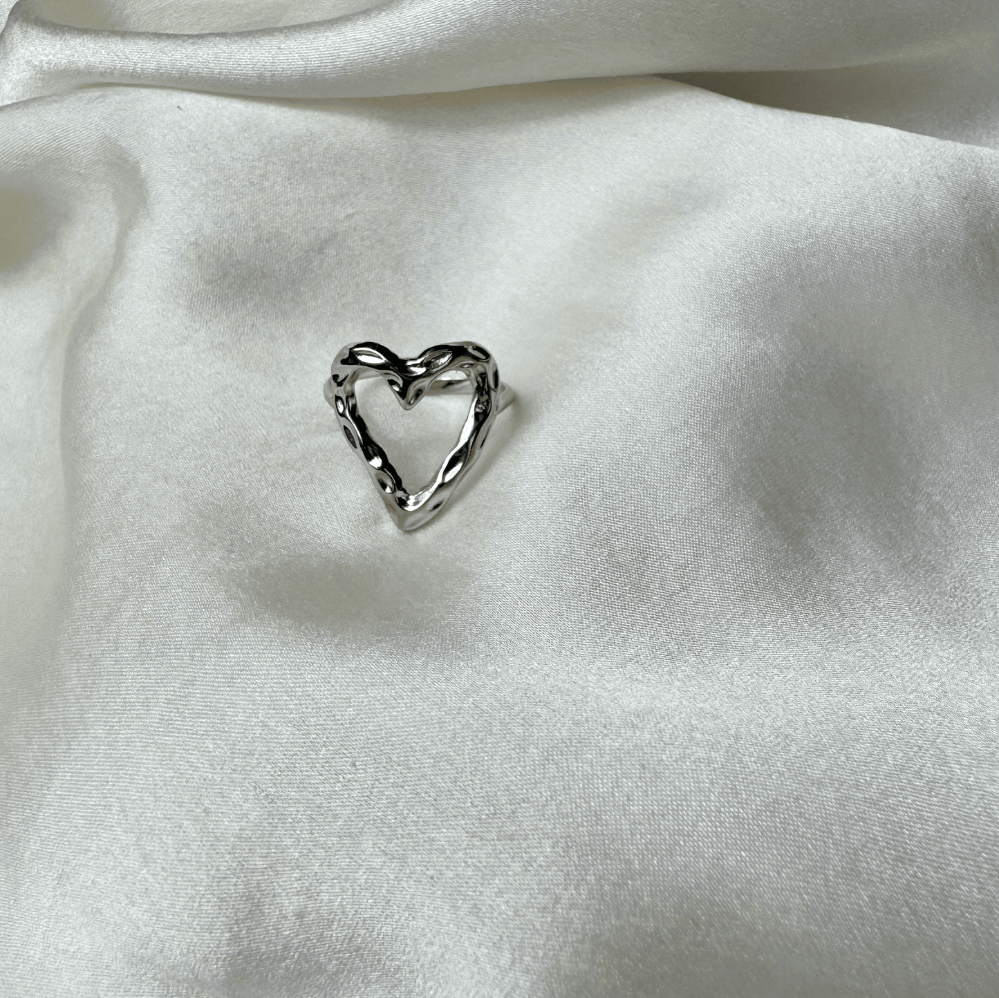bague acier inoxydable cœur argenté