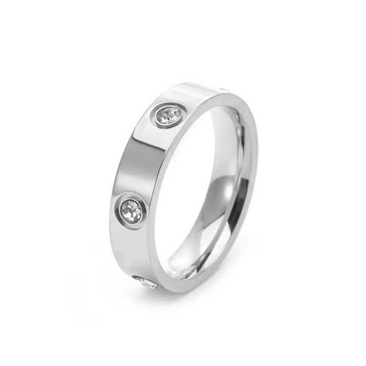Bague en acier inoxydable argenté