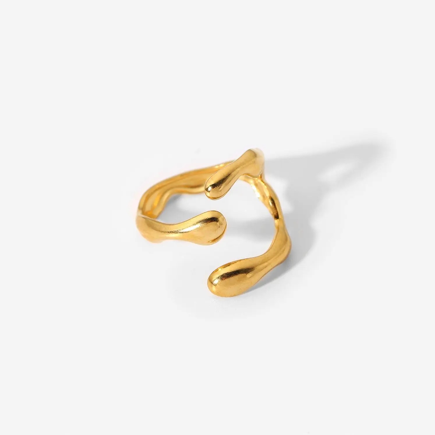 Bague en acier inoxydable ajustable dorée pas cher tendance cadeau pour femme