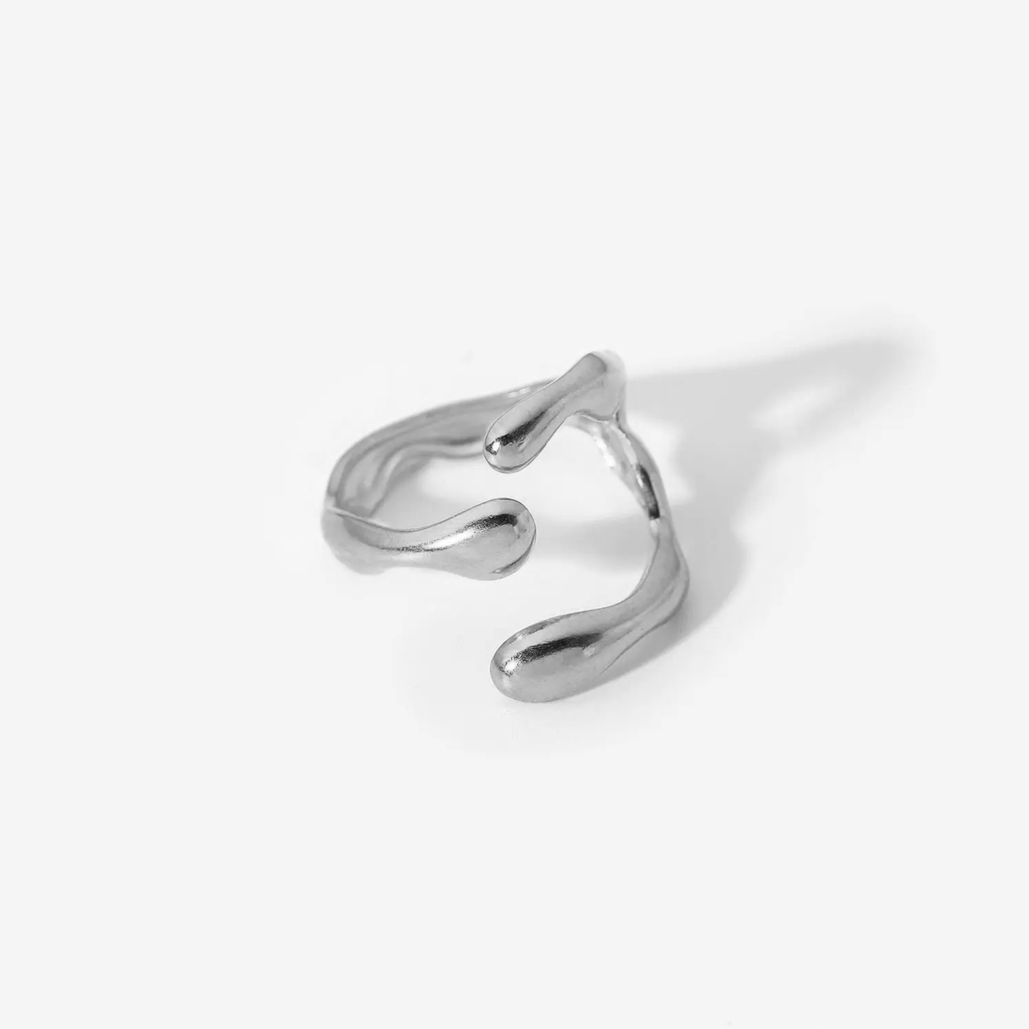 Bague en acier inoxydable ajustable argentée pas cher tendance cadeau pour femme