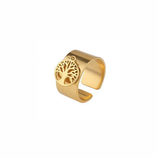 Bague breloque arbre de vie en acier inoxydable ajustable