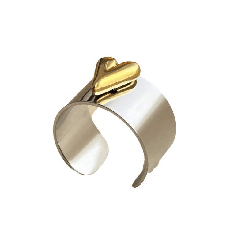 Bague en acier inoxydable ajustable dorée et argentée pas cher cadeau pour femme