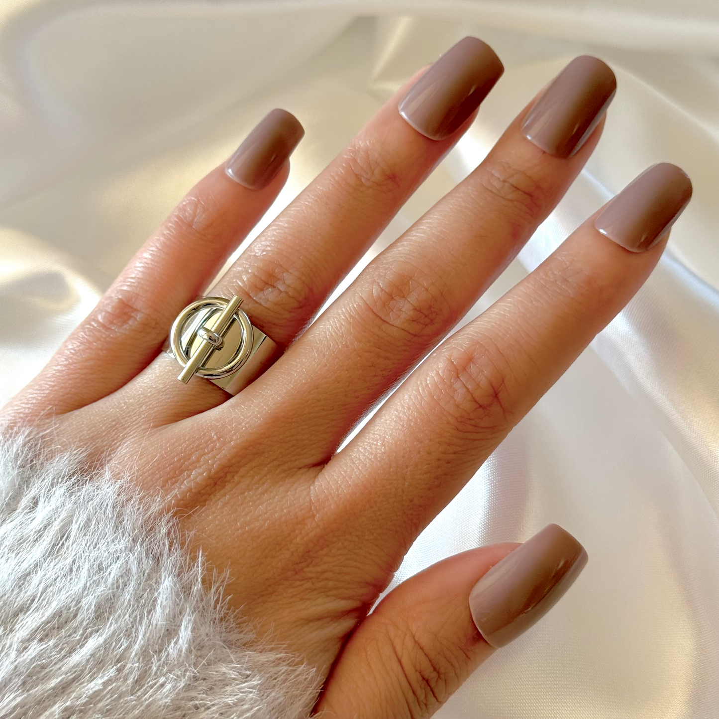 Bague en acier inoxydable argentée breloque