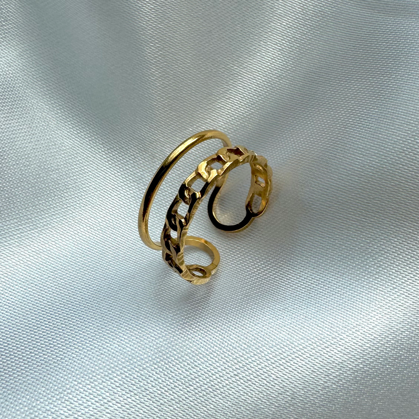 Bague en acier inoxydable ajustable dorée