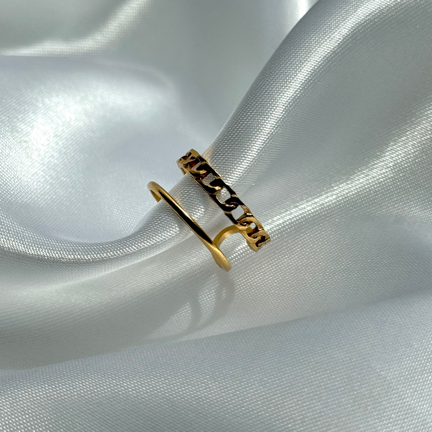 Bague en acier inoxydable ajustable dorée