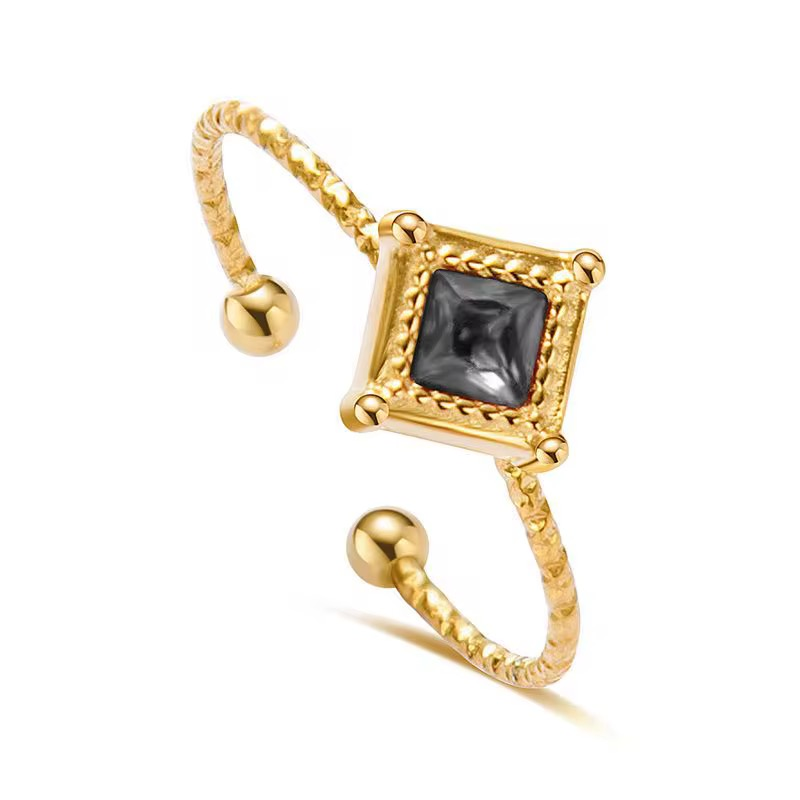 Juliette I Bague en acier inoxydable ajustable en forme de Losange