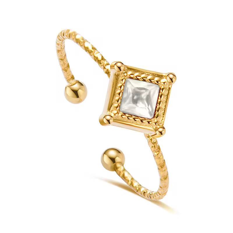 Juliette I Bague en acier inoxydable ajustable en forme de Losange