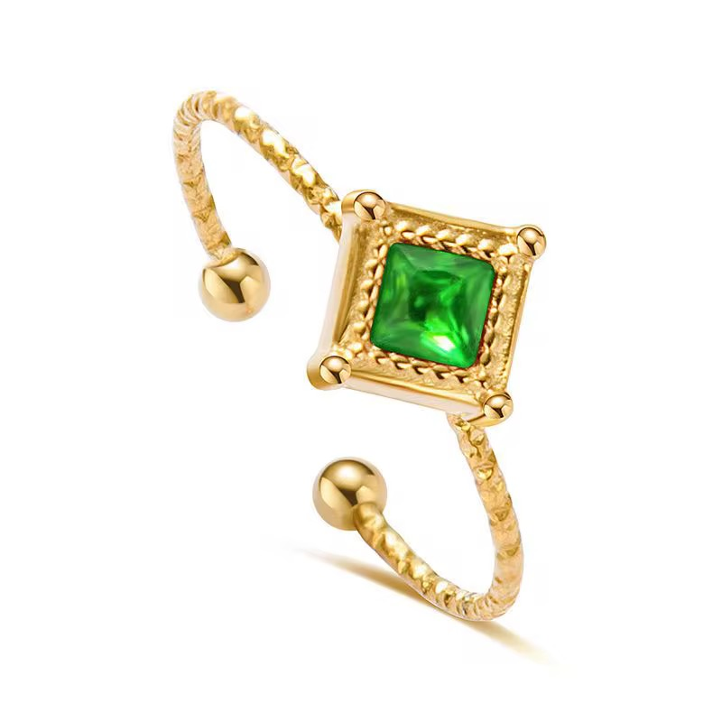 Juliette I Bague en acier inoxydable ajustable en forme de Losange