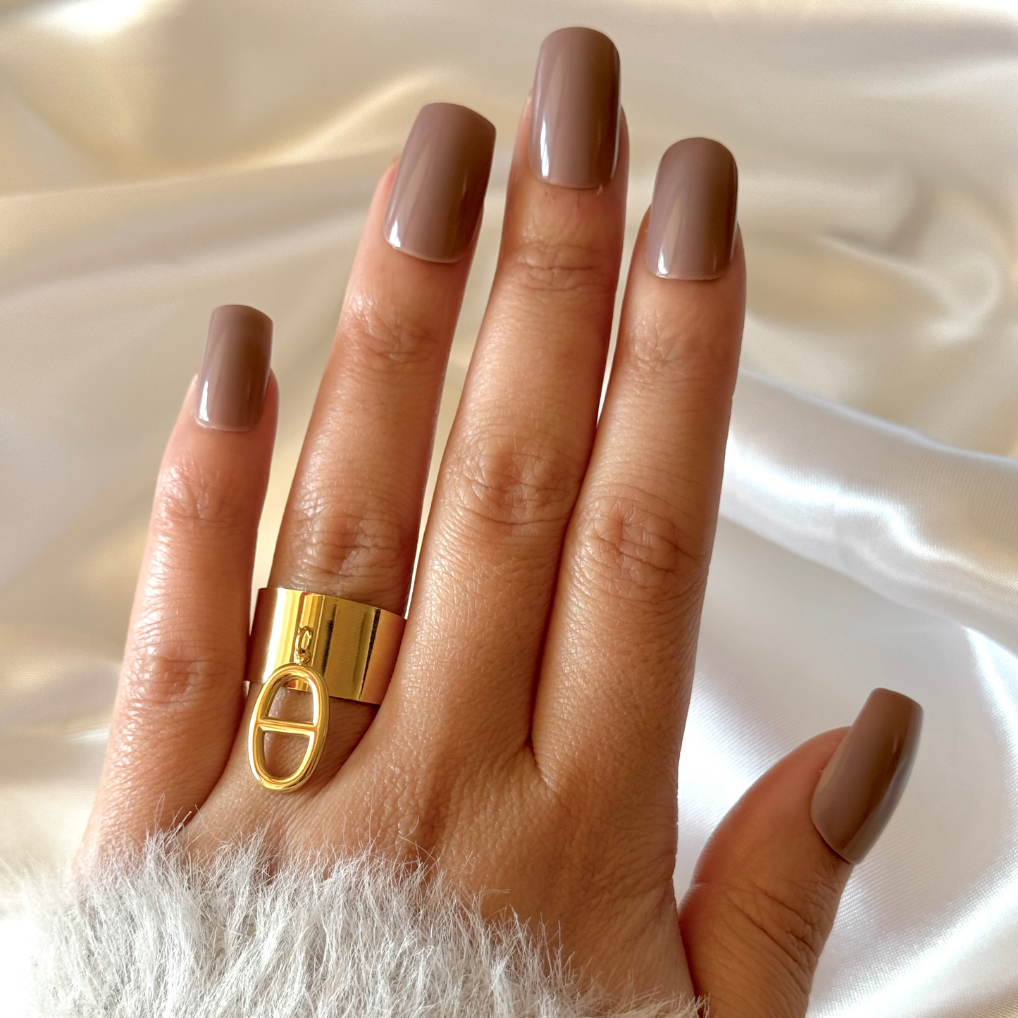 Bague breloque en acier inoxydable dorée