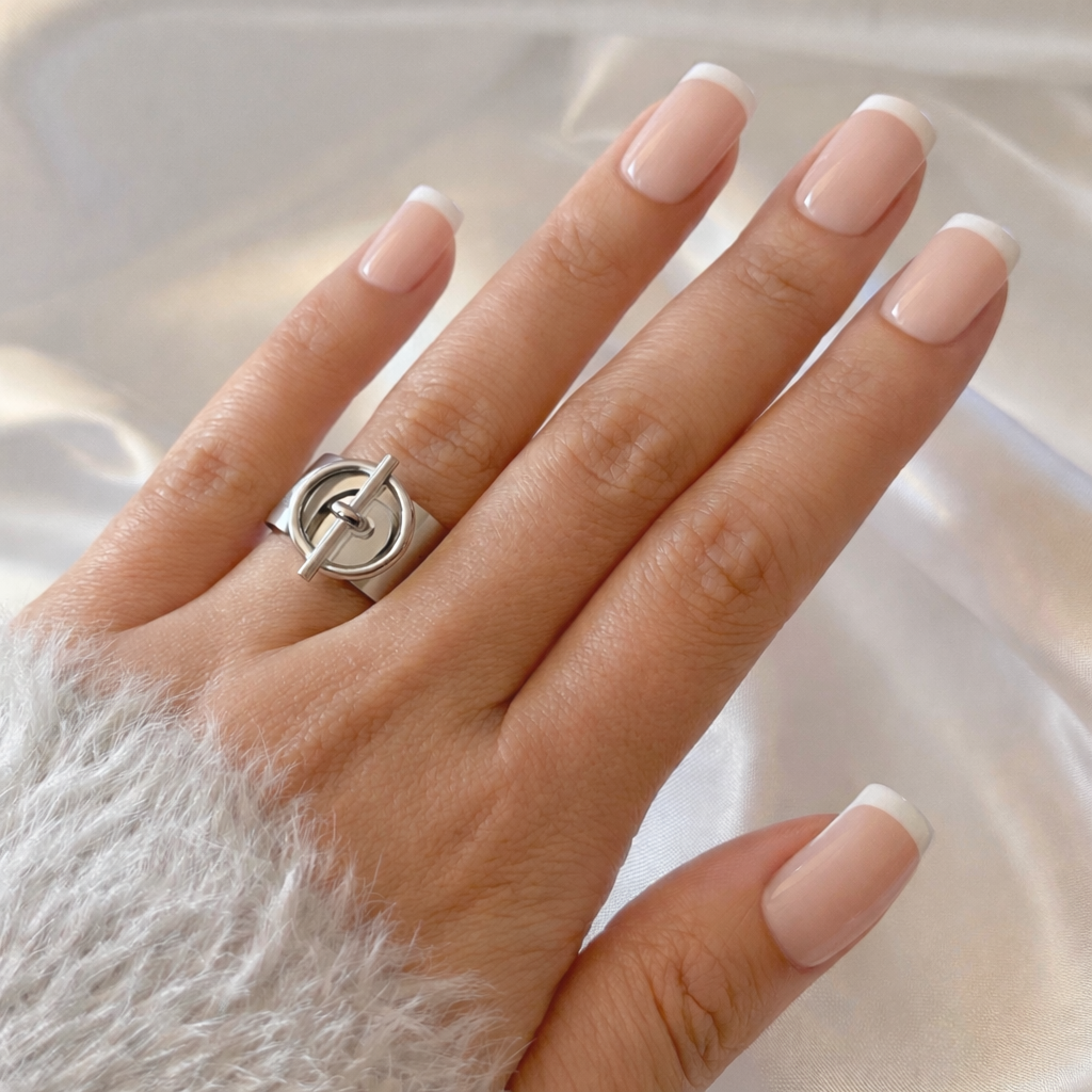 Bague argenté breloque en acier inoxydable
