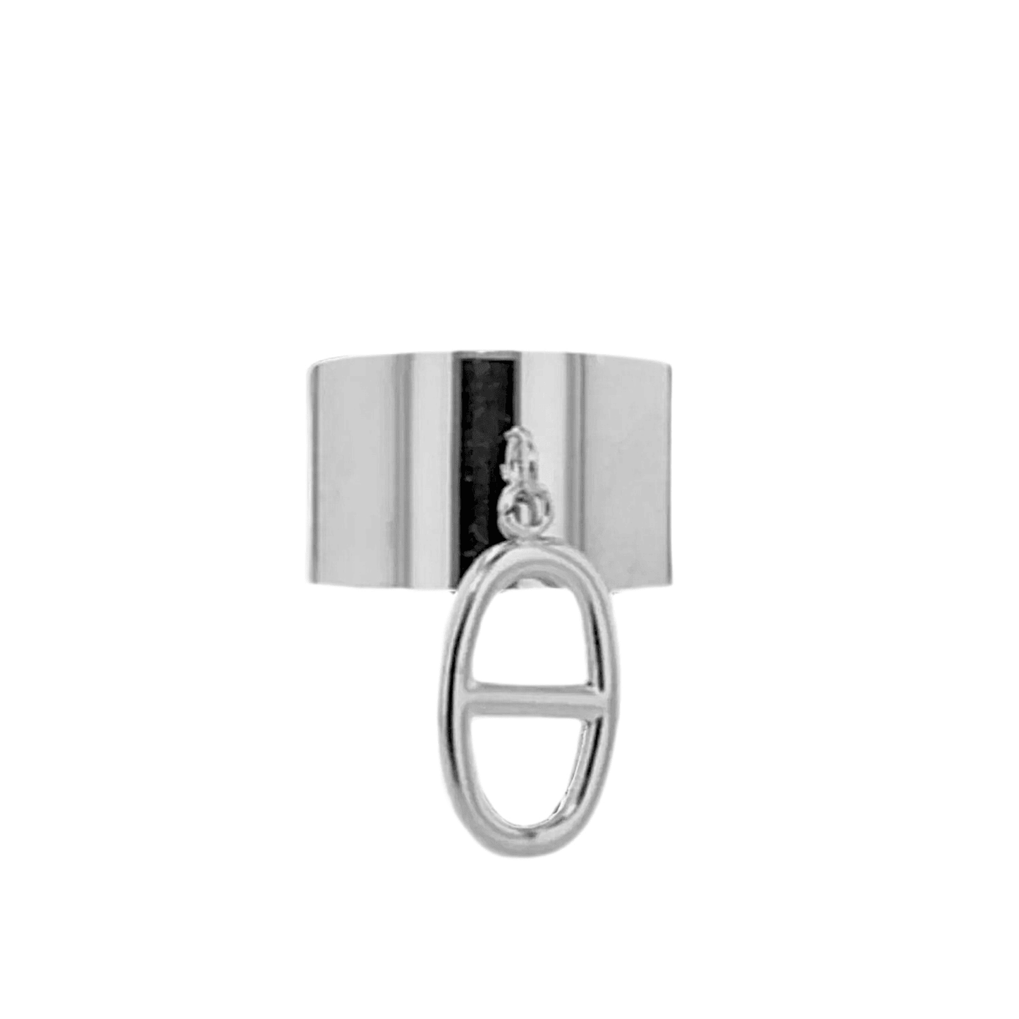 Bague breloque maille argentée acier inoxydable