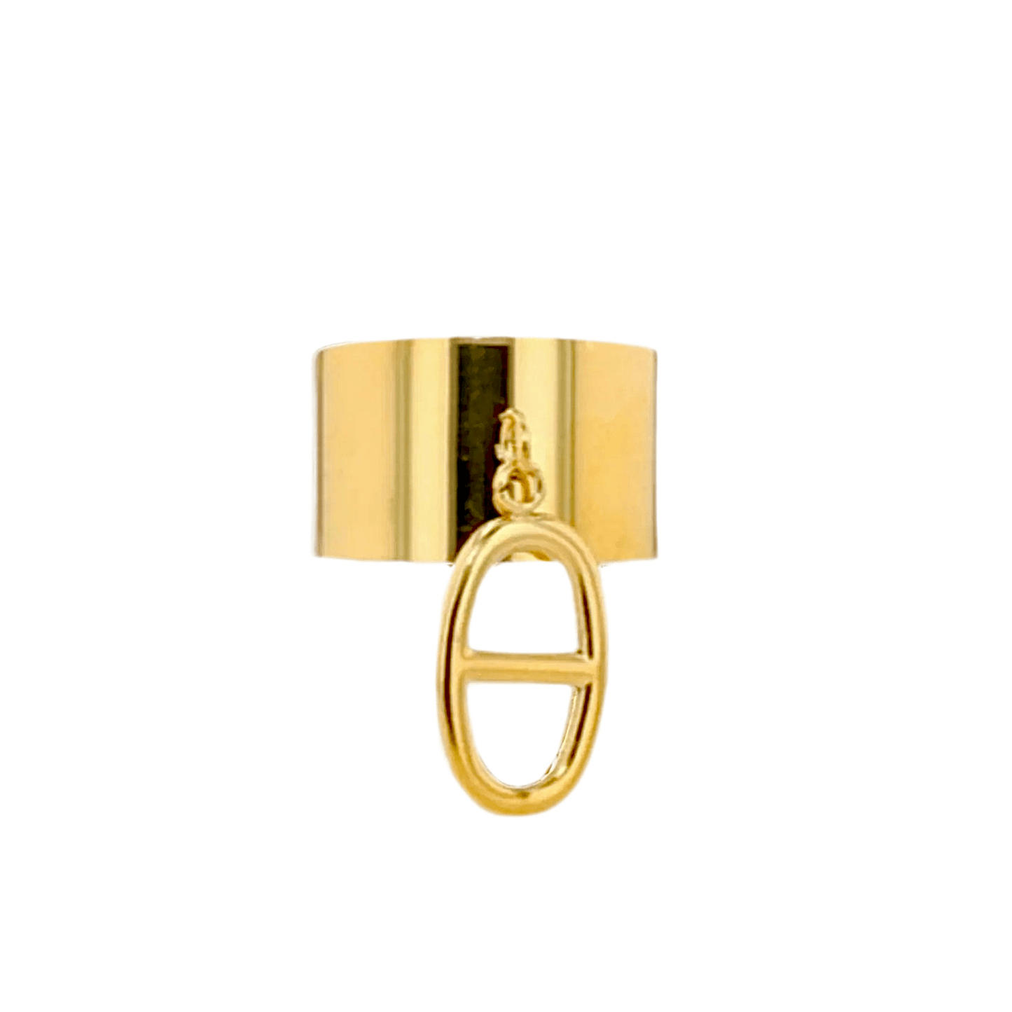 Bague breloque maille dorée acier inoxydable