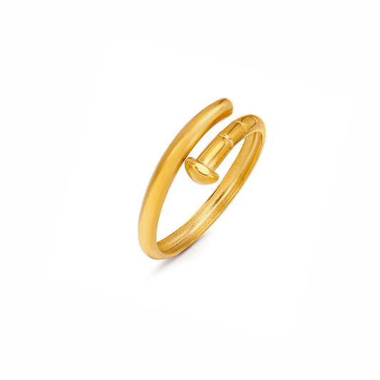 Clou I Bague en acier inoxydable ajustable dorée.