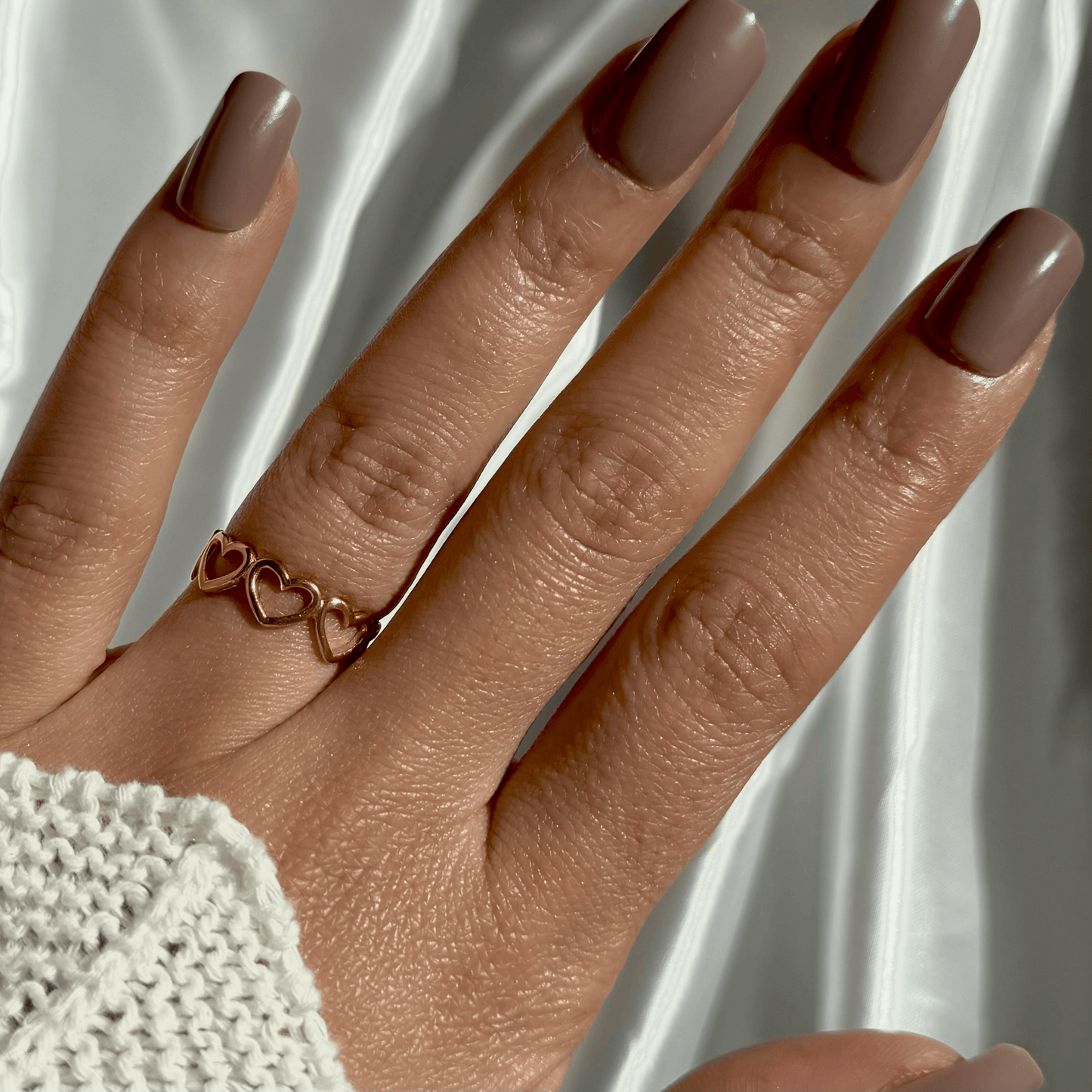 Bague en acier inoxydable ajustable motif cœur doré