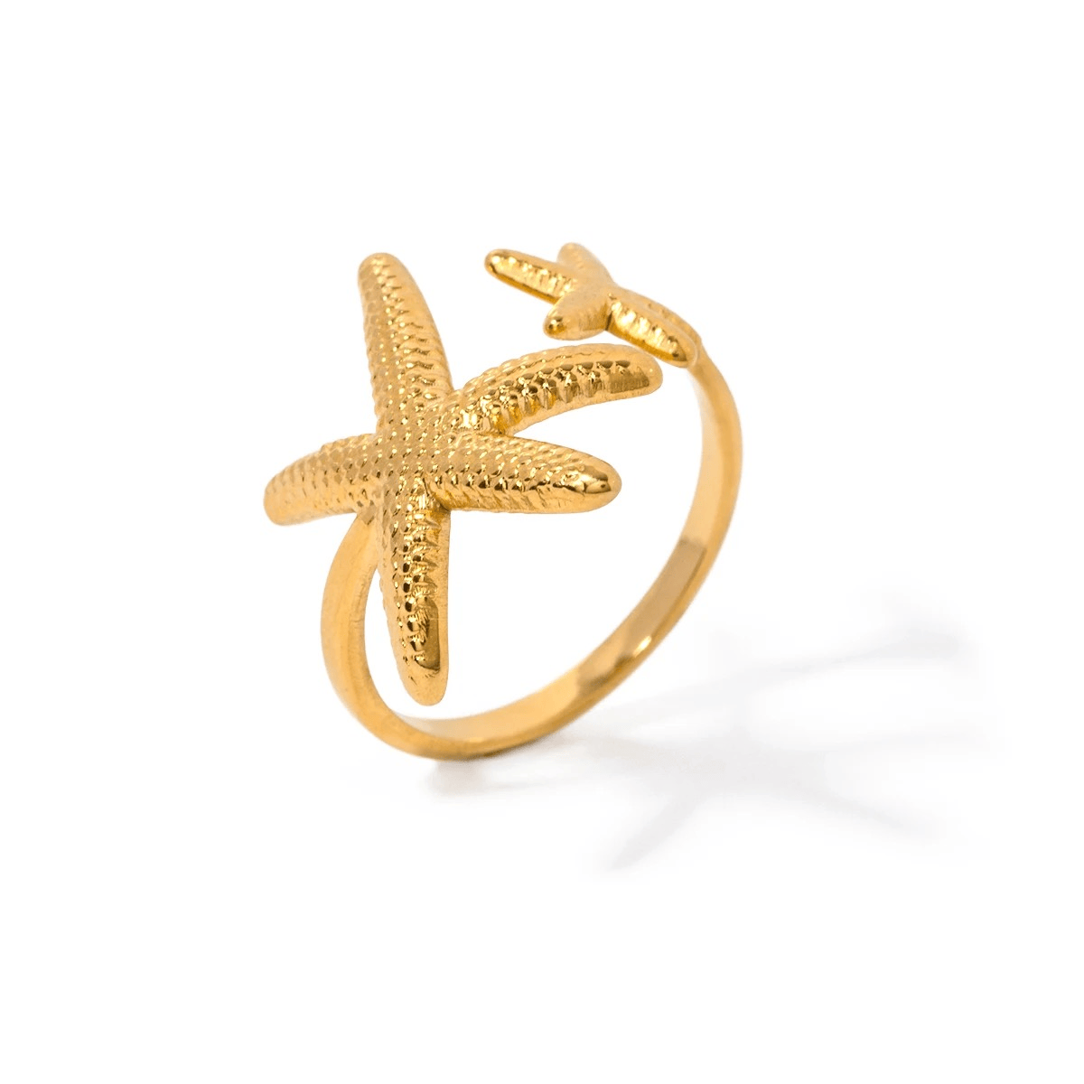Bague en acier inoxydable ajustable étoile de mer pas cher