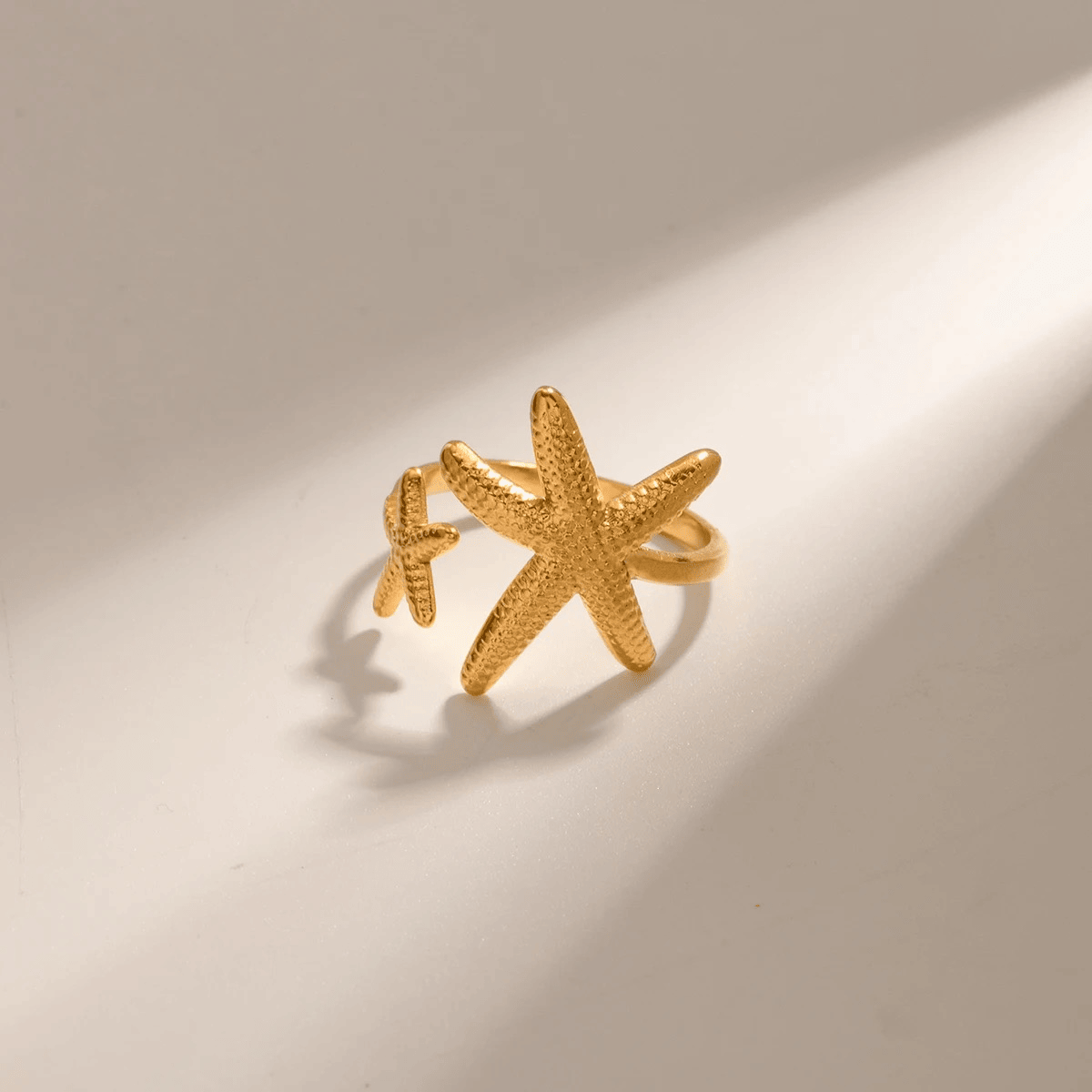 Bague en acier inoxydable ajustable étoile de mer pas cher
