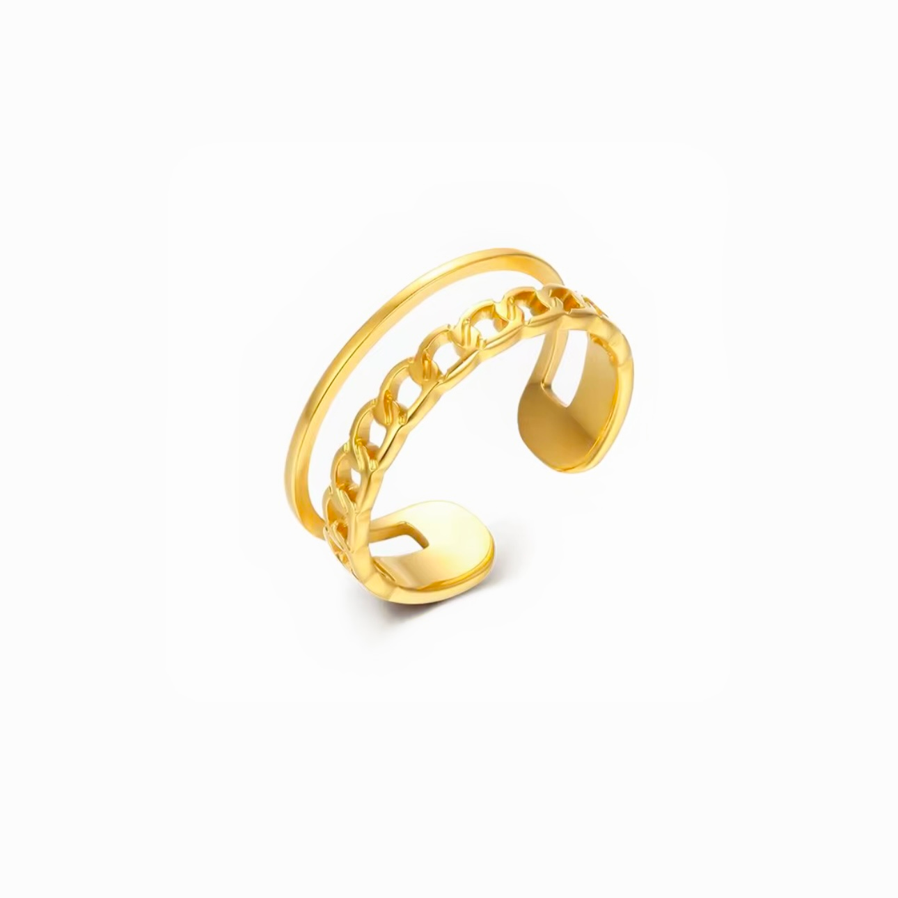 Lucie I Bague en acier inoxydable ajustable dorée