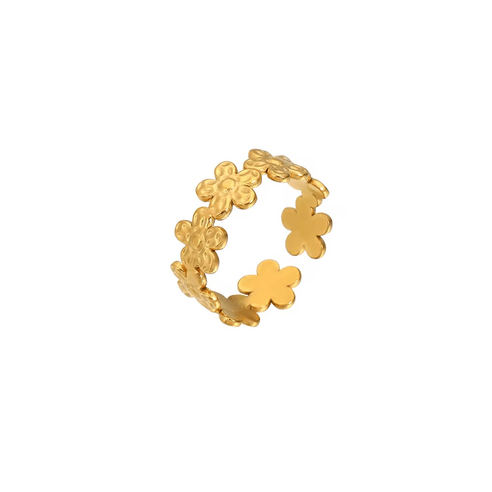 Fleurs I Bague en Acier inoxydable