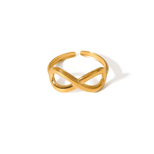 Infinity I Bague en acier inoxydable ajustable dorée