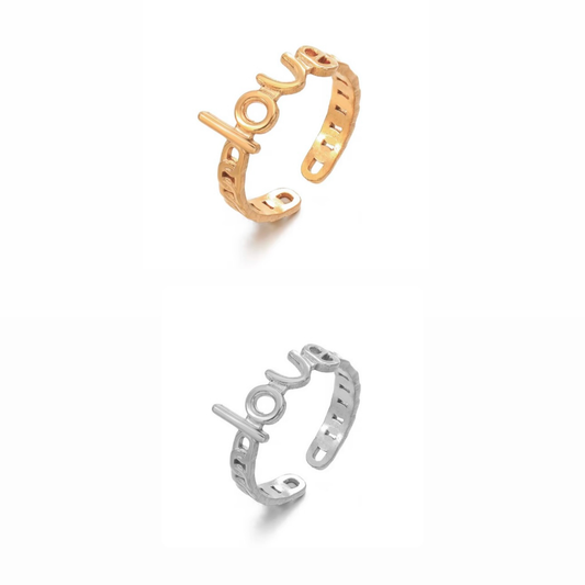 Love I Bague en acier inoxydable
