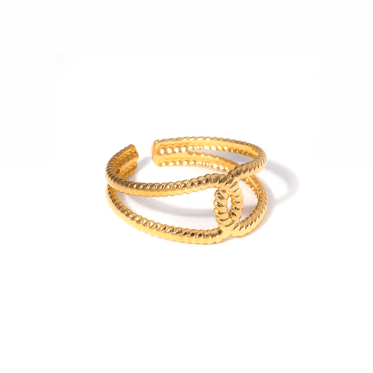 Chanelle I Bague en acier inoxydable ajustable dorée