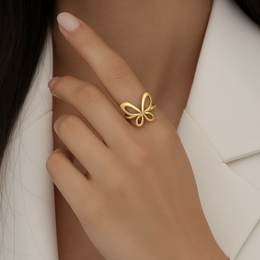 Bague papillon acier inoxydable