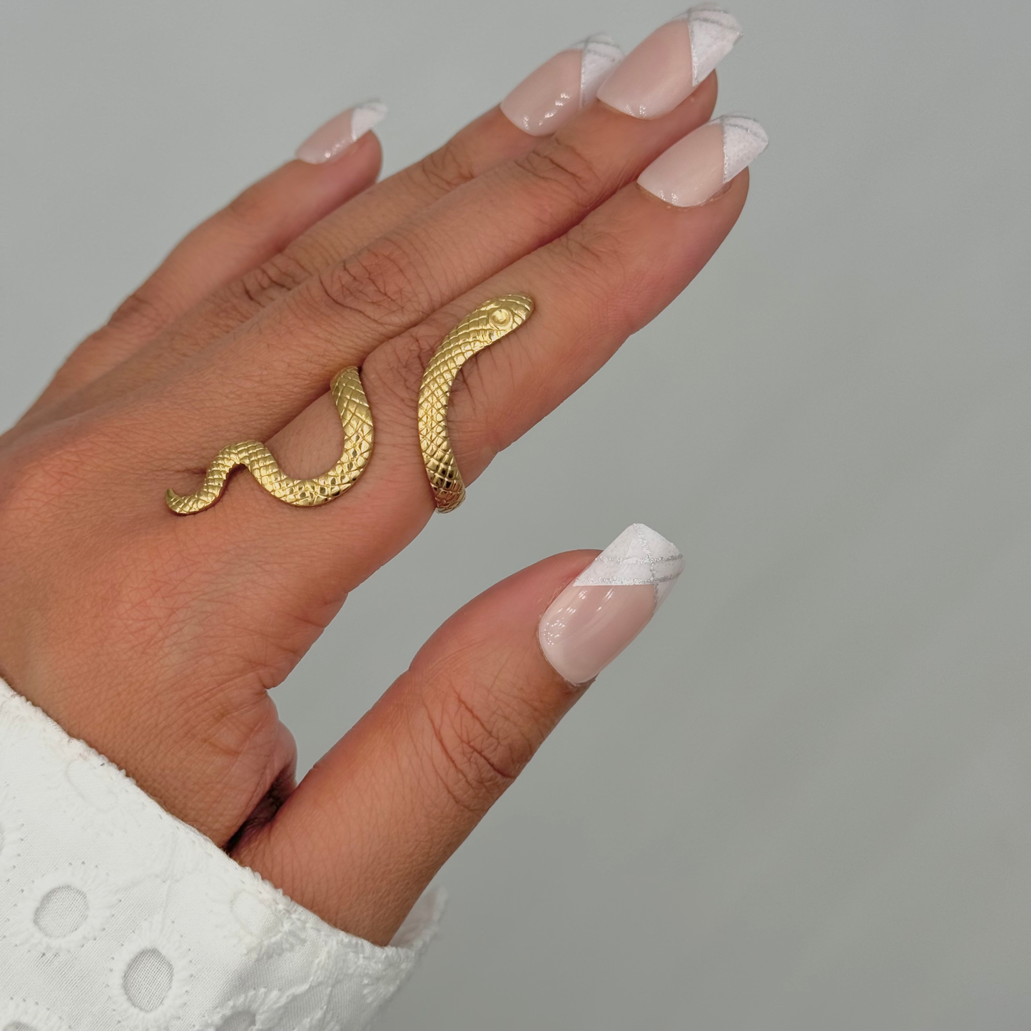 Bague serpent en acier inoxydable ajustable dorée