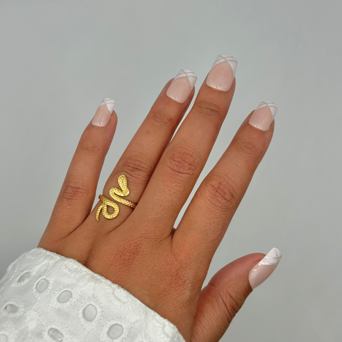 Bague serpent en acier inoxydable ajustable dorée