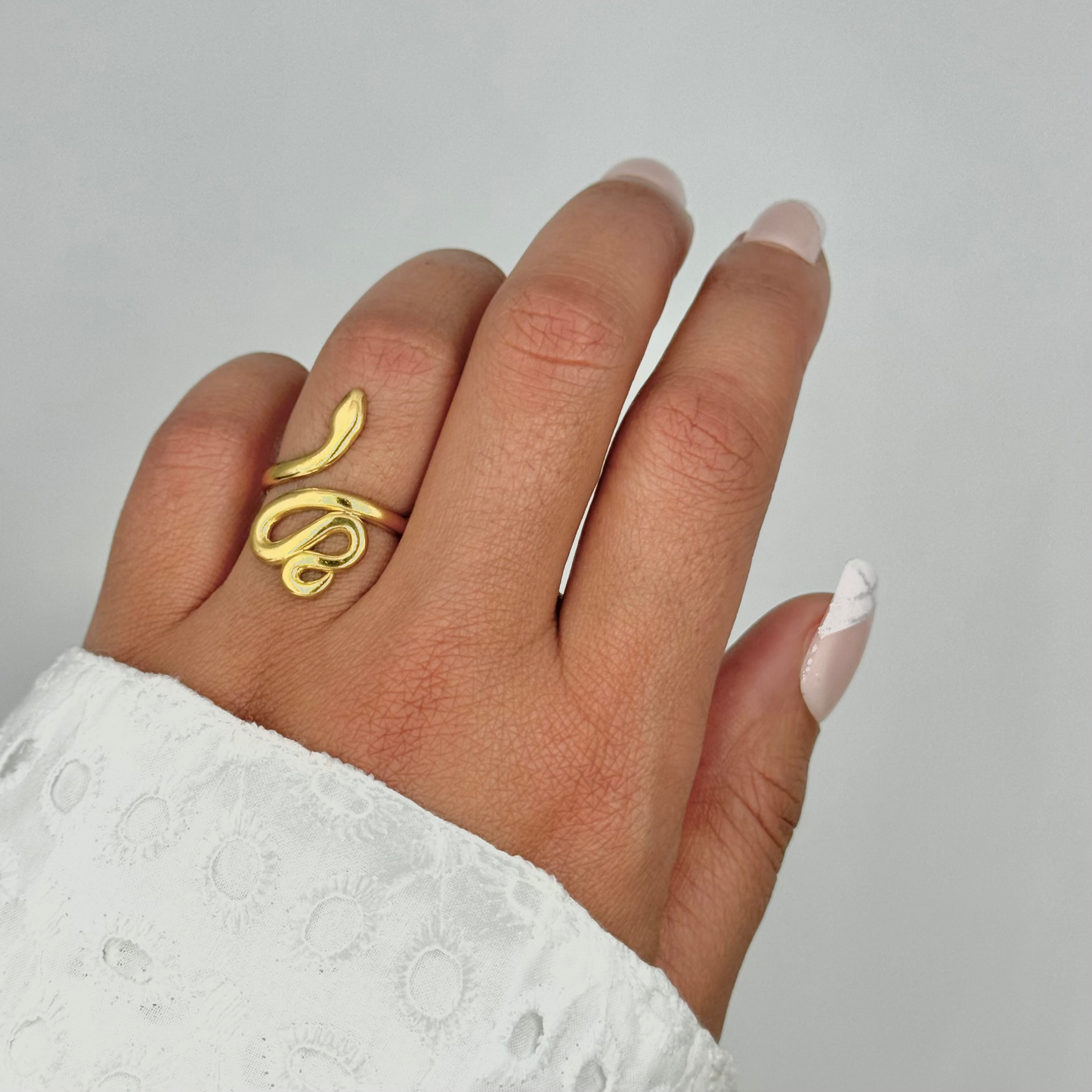 Bague serpent en acier inoxydable ajustable dorée
