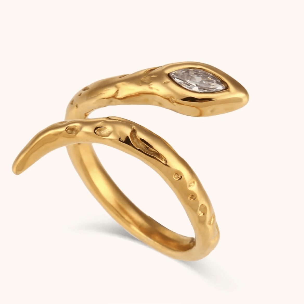 Bague en acier inoxydable serpent pas cher ajustable zircon vert et blanc