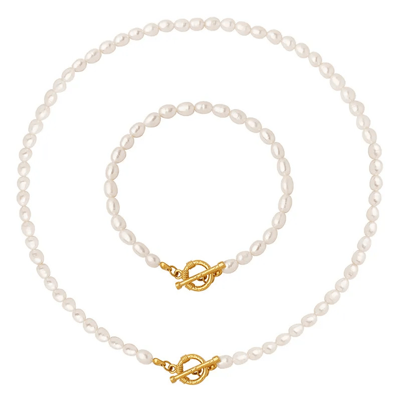 Collier perles d’eau douce en acier inoxydable pas cher