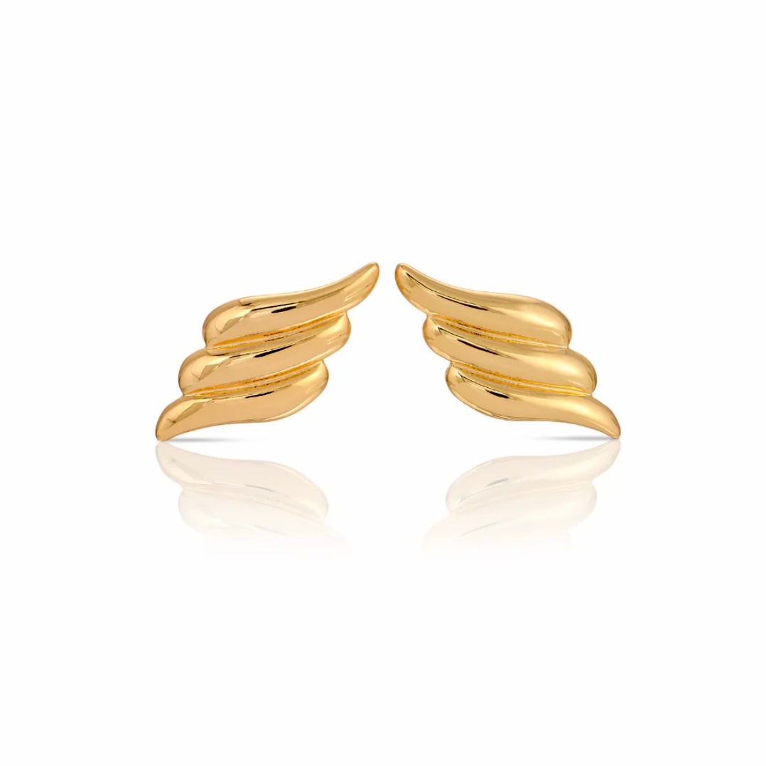 Boucles d’oreilles ailes en acier inoxydable dorées