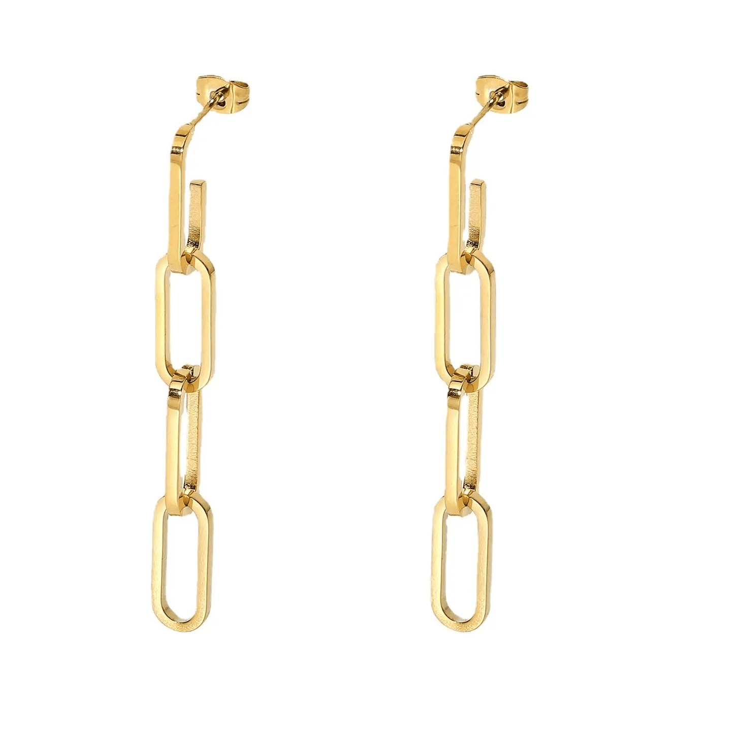 Boucles d’oreilles chaîne en acier inoxydable dorées
