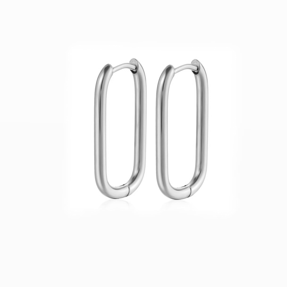 Boucles d’oreilles rectangulaires en acier inoxydable argentées