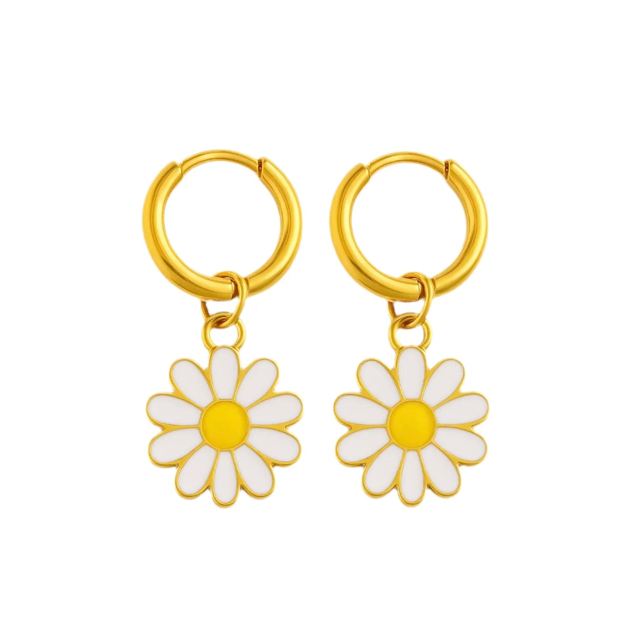 Boucles d’oreilles camomille en acier inoxydable