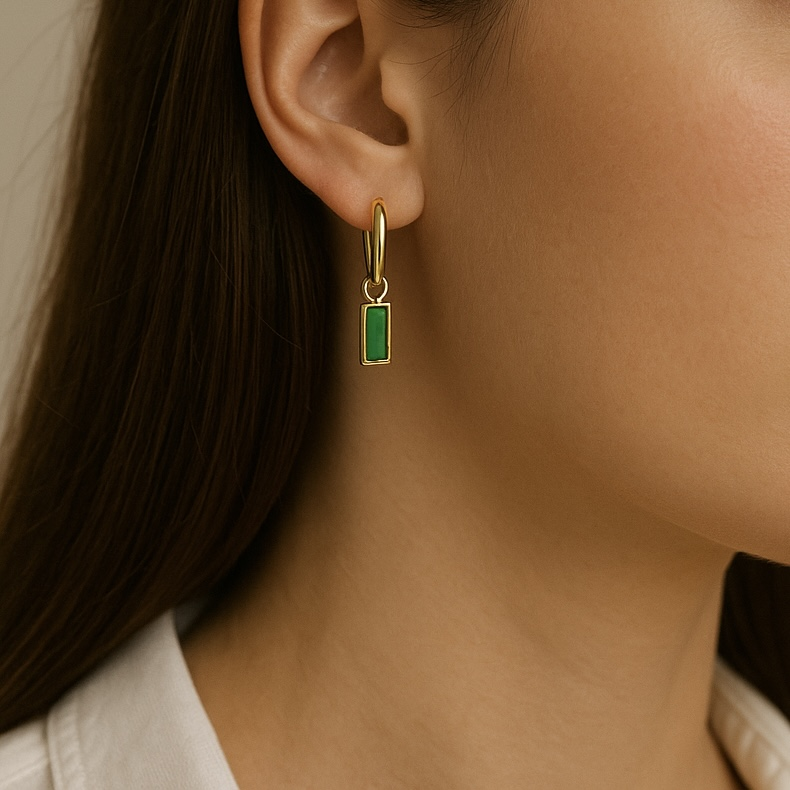 Boucles d’oreilles émeraude zircon vert