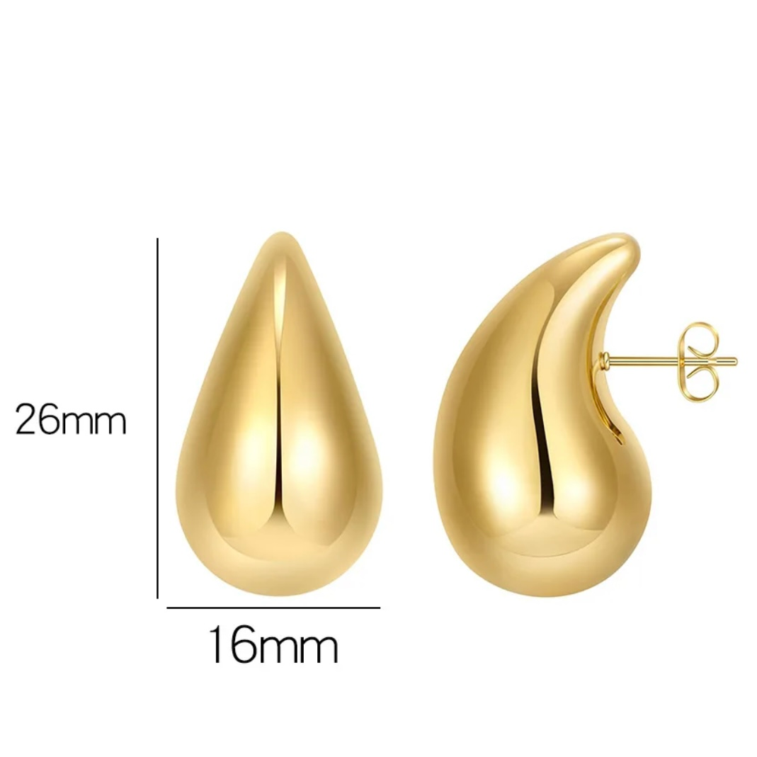 Boucles d’oreilles goute épaisse légère en acier inoxydable dorée petites