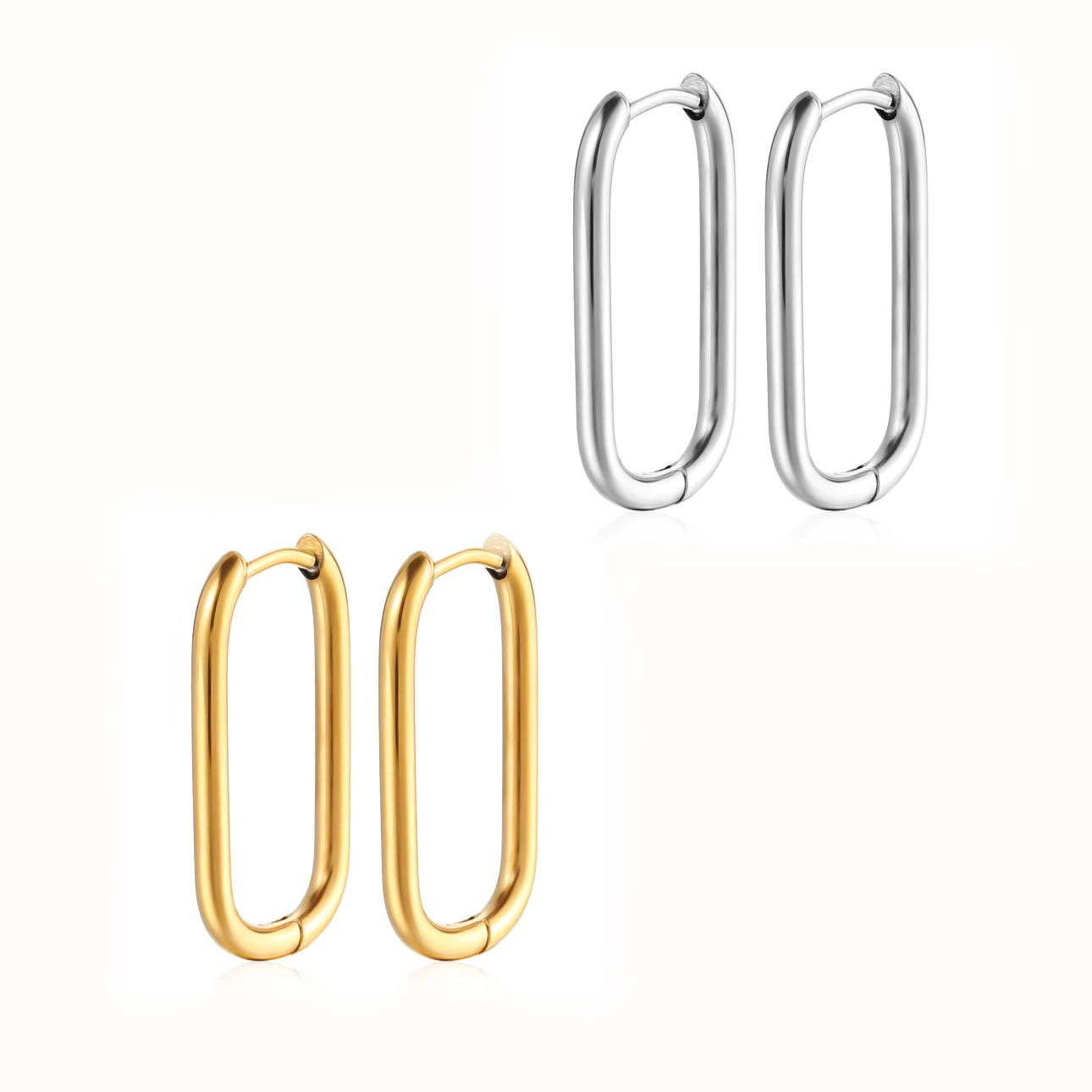 Latia | Boucles d’oreilles rectangulaires en acier inoxydable