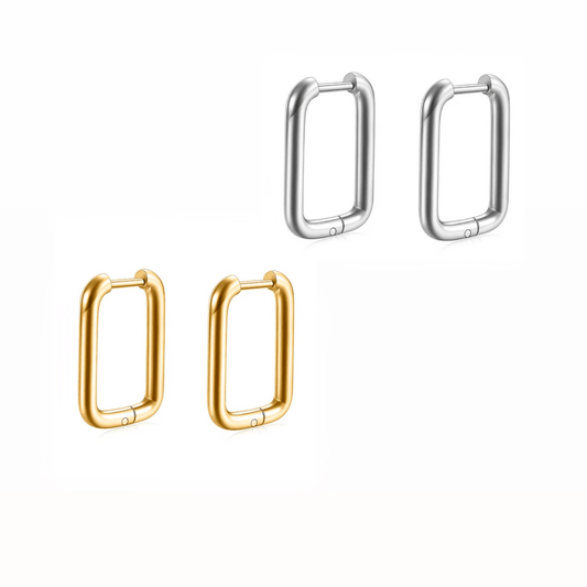 Boucles d’oreilles rectangulaires en acier inoxydable