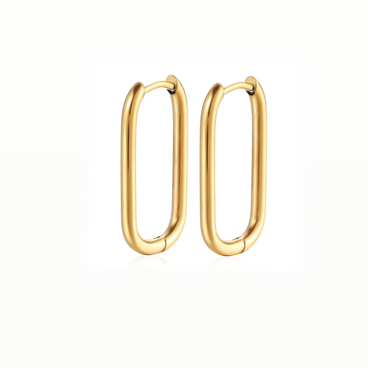 Boucles d’oreilles rectangulaires en acier inoxydable dorées