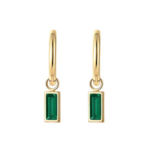 Boucles d’oreilles émeraude zircon en acier inoxydable