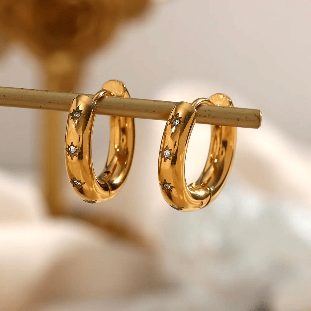 Boucles d’oreilles en acier inoxydable et zircon piercing pas cher