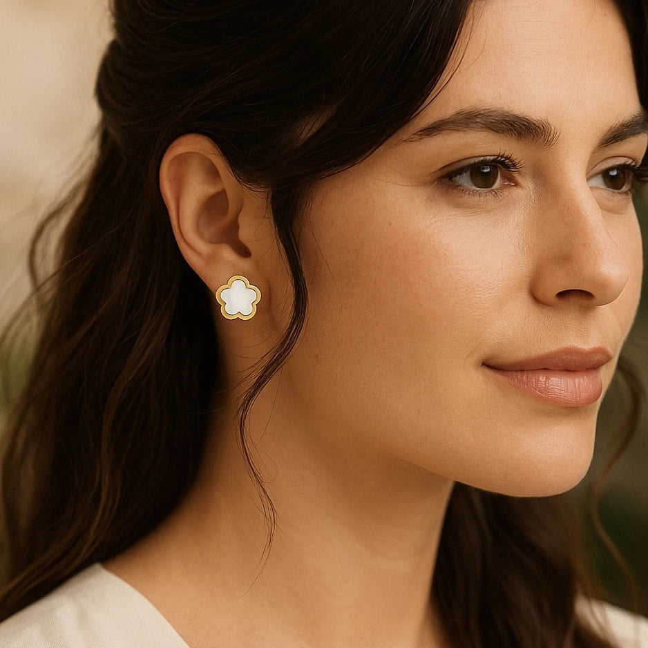 Boucles d’oreilles trèfles en acier inoxydable