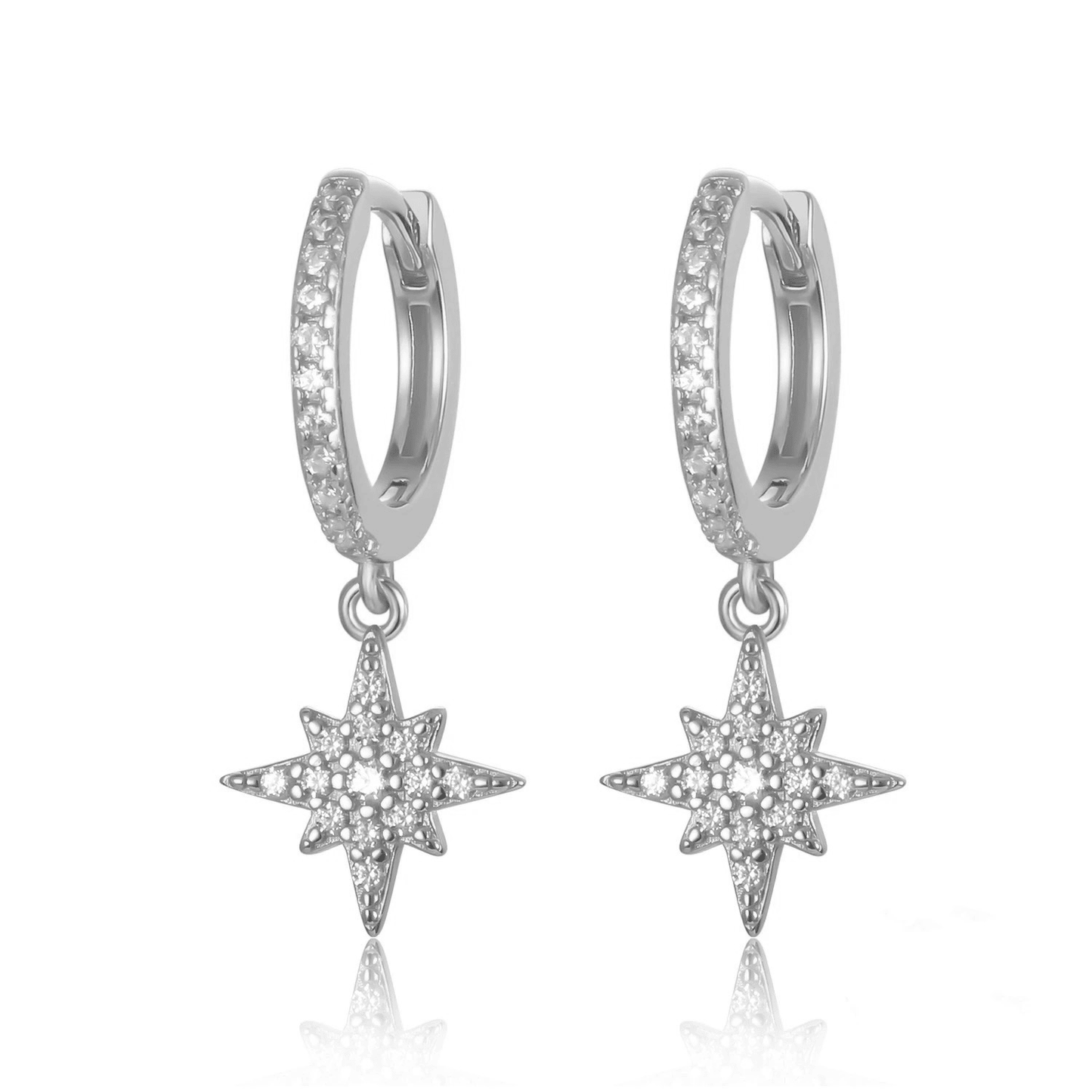 Boucles d’oreilles en acier inoxydable astrales argentées serties de zircon cadeau femme pas cher
