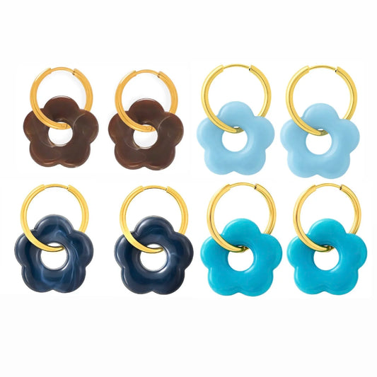 Fleurs | Boucles d’oreilles en acier inoxydable interchangeables