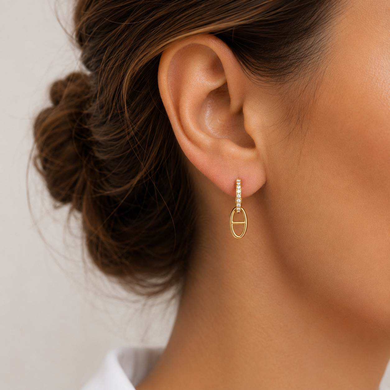 Boucles d’oreilles maille marine et zircon