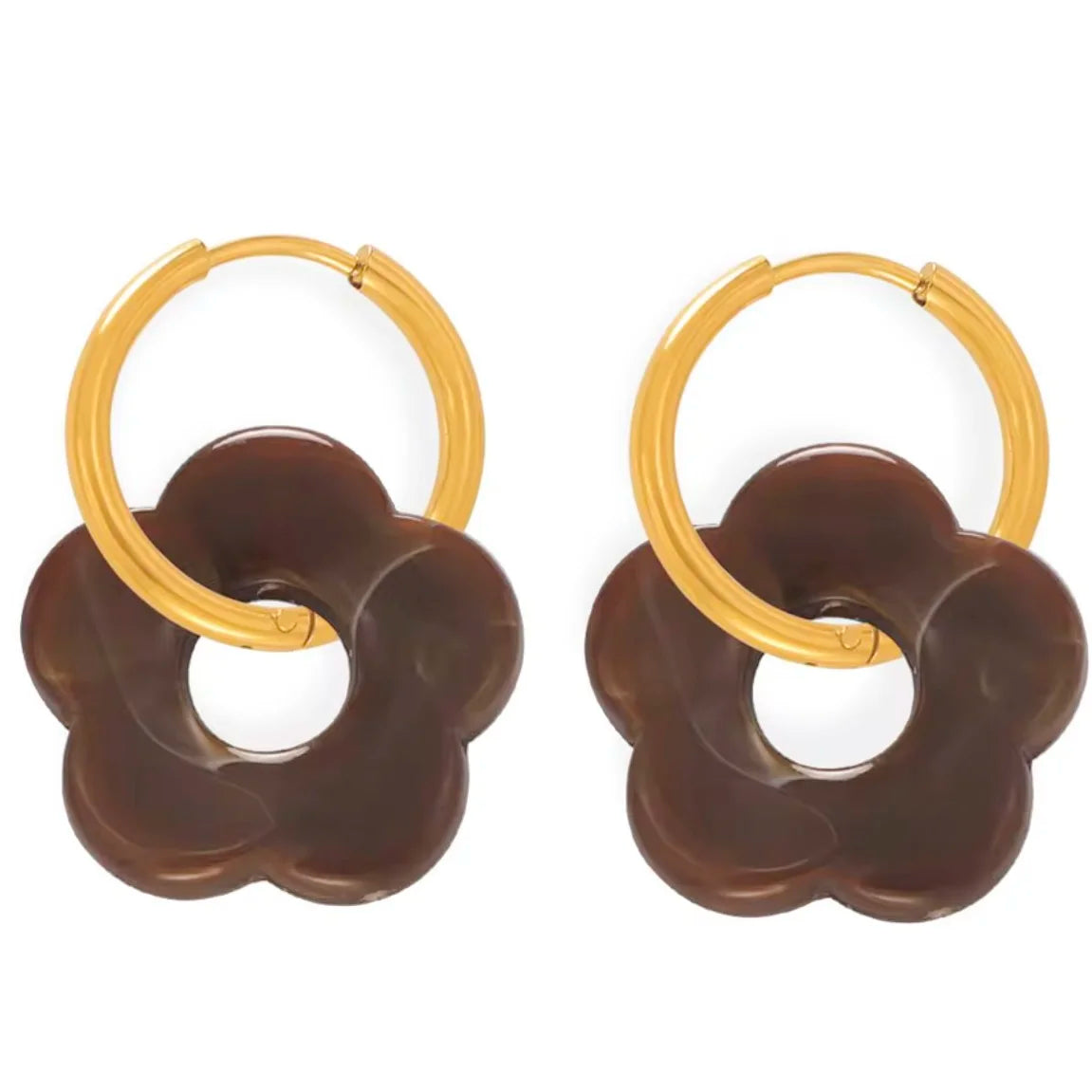 Fleurs | Boucles d’oreilles en acier inoxydable interchangeables